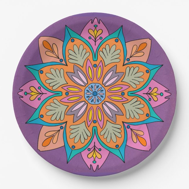 Dekoratives Mandala-Design                         Pappteller (Vorderseite)