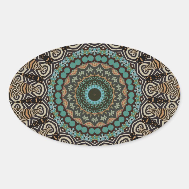 Dekoratives Mandala Ovaler Aufkleber (Vorderseite)