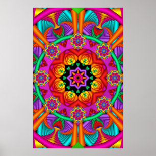 Dekoratives Mandala-Poster in Regenbogenfarben Poster