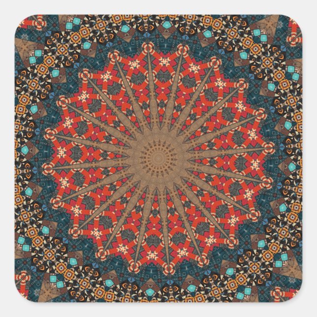 Dekoratives Mandala Quadratischer Aufkleber (Vorderseite)