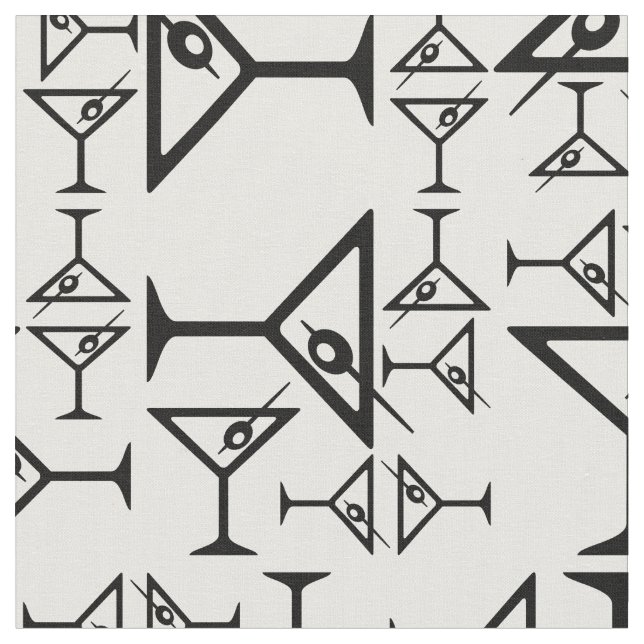 Dekoratives Martini-Glasmuster Vintag Martinis Stoff (Nahaufnahme)