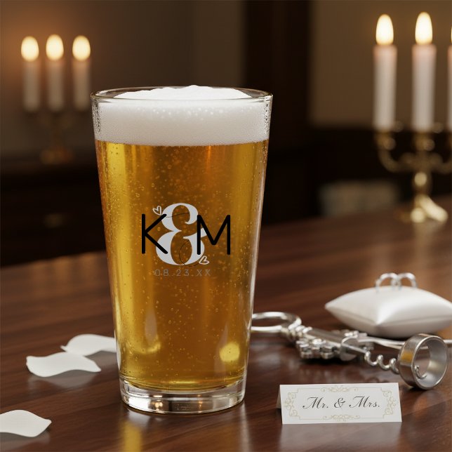 Dekoratives modernes Hochzeitsmonogramm ID887 Glas (Von Creator hochgeladen)