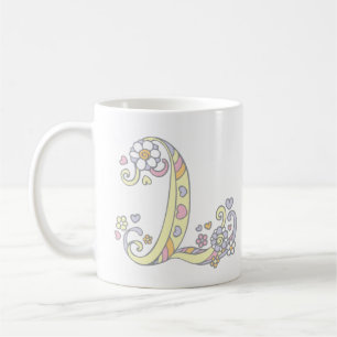 Dekoratives Monogramm L Herzen und Blumen-Tasse Tasse