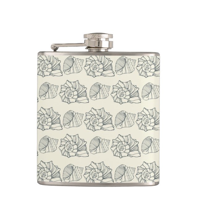 Dekoratives Muschel-Muster Flachmann (Vorderseite)