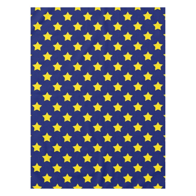 Dekoratives Muster aus blaugelben Sternen Tischdecke (Vorderseite)