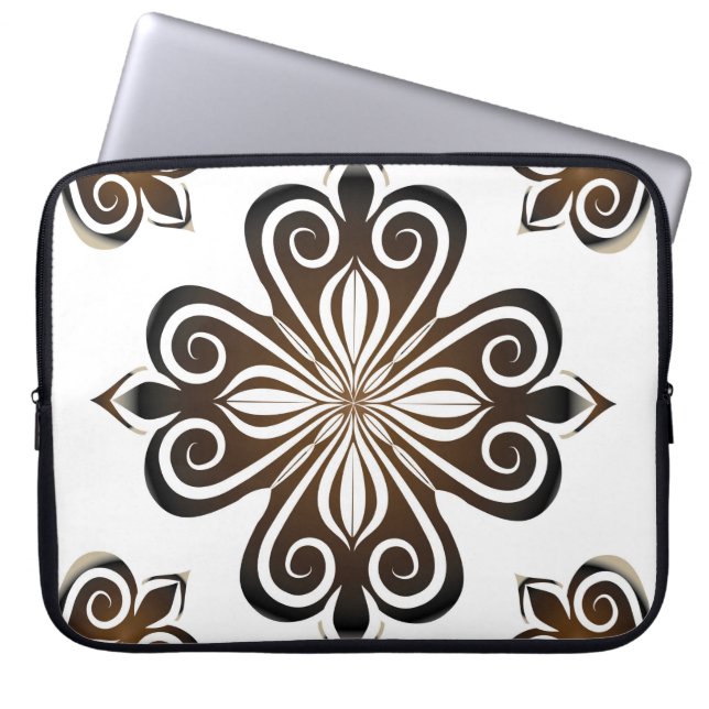 Dekoratives Muster brauner Barockmotive mit Flo Laptopschutzhülle (Vorderseite)