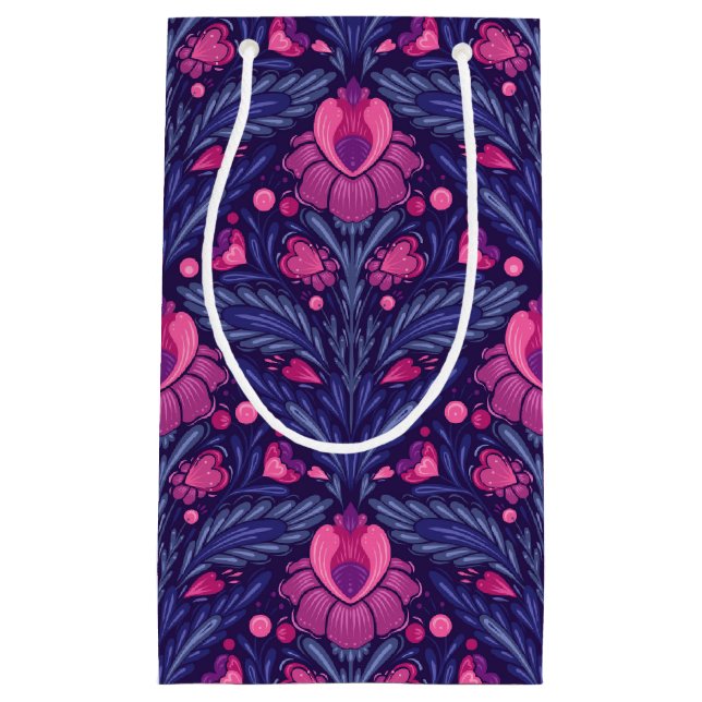 Dekoratives Muster mit Herzen Kleine Geschenktüte (Vorderseite)