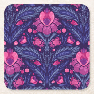 Dekoratives Muster mit Herzen Rechteckiger Pappuntersetzer