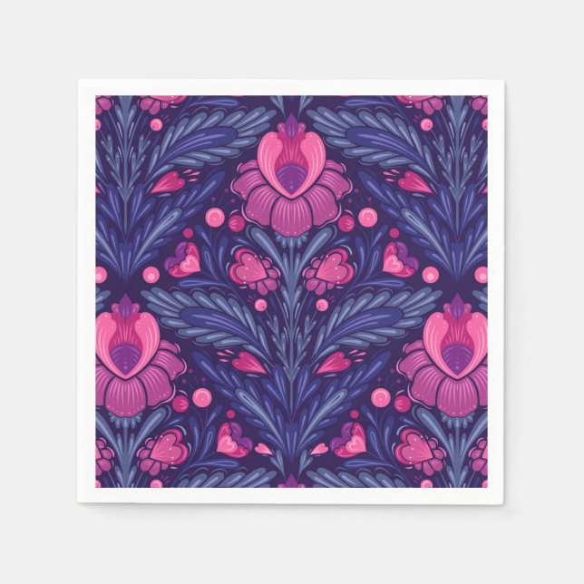 Dekoratives Muster mit Herzen Serviette (Vorderseite)