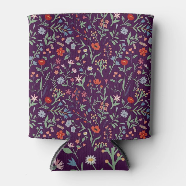 Dekoratives, nahtloses Blumenmuster. Dosenkühler (Vorderseite)