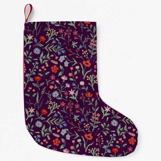 Dekoratives, nahtloses Blumenmuster. Kleiner Weihnachtsstrumpf (Vorderseite)