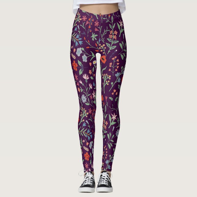 Dekoratives, nahtloses Blumenmuster. Leggings (Vorderseite)