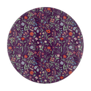 Dekoratives, nahtloses Blumenmuster. Schneidebrett