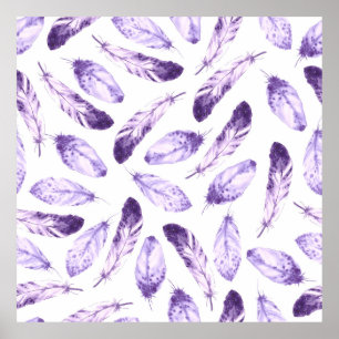 Dekoratives, nahtloses Muster mit Federn. Waterco Poster