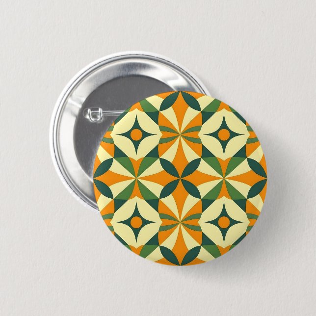Dekoratives, nahtloses Retro-Muster Button (Vorne & Hinten)