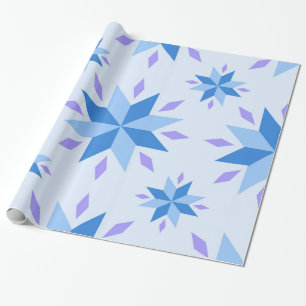 Dekoratives niederländisches Snowflake Blaues geom Geschenkpapier