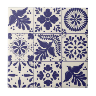 Dekoratives Nilblaues Mexikanisches Traditionelles Fliese