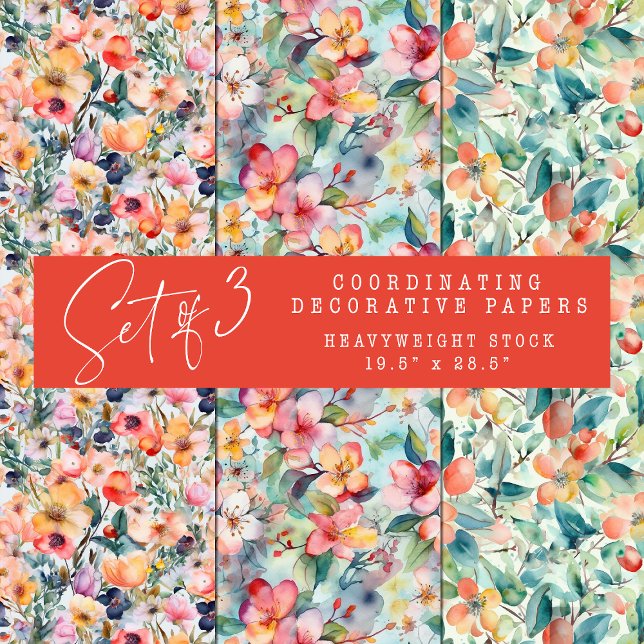 DEKORATIVES PAPIER-SET FÜR FRÜHBLUME GESCHENKPAPIER SET (SPRING BLOSSOMS WRAPPING PAPER SHEETS)