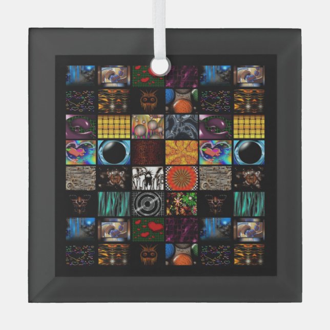 Dekoratives Pop-Art-Muster  Ornament Aus Glas (Vorderseite)