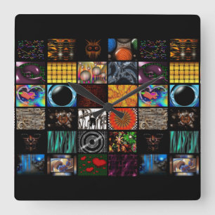 Dekoratives Pop-Art-Muster  Quadratische Wanduhr