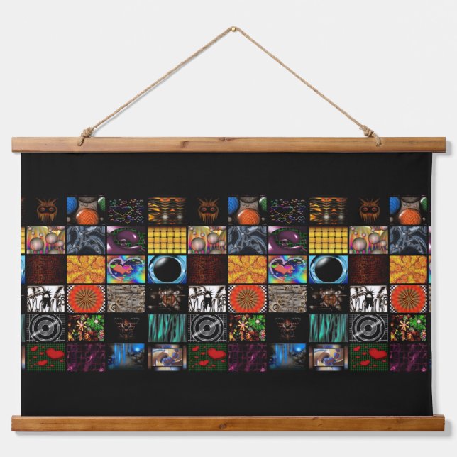 Dekoratives Pop-Art-Muster  Wandteppich Mit Holzrahmen (Vorne)
