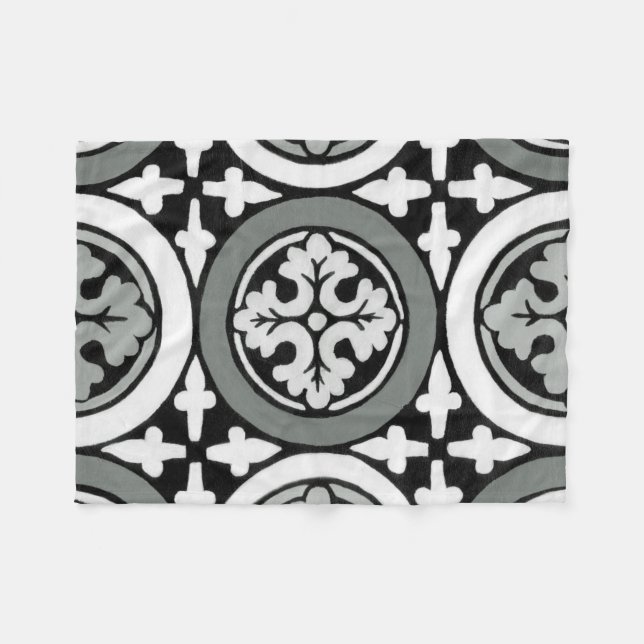 Dekoratives Renaissance Rosette Tile Design Fleecedecke (Vorderseite (Horizontal))