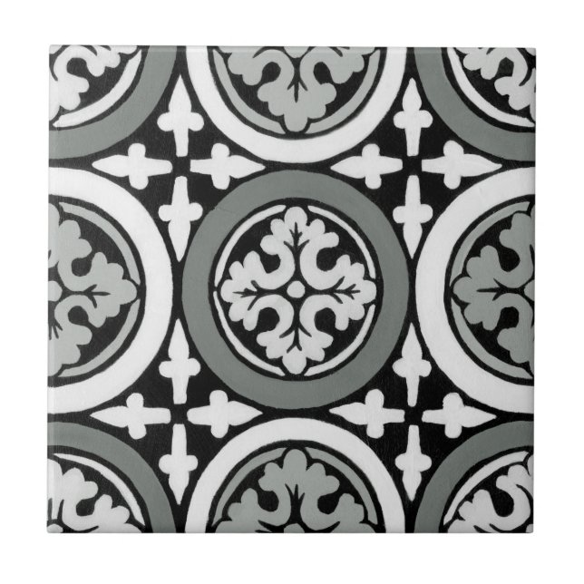 Dekoratives Renaissance Rosette Tile Design Fliese (Vorderseite)