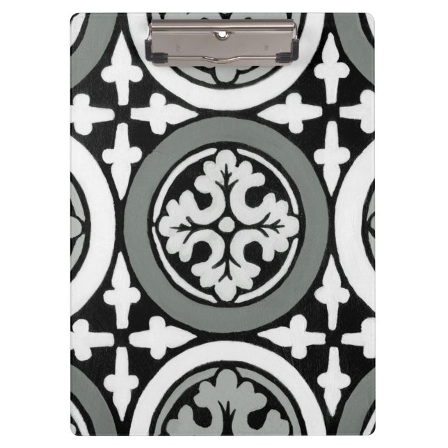 Dekoratives Renaissance Rosette Tile Design Klemmbrett (Vorderseite)