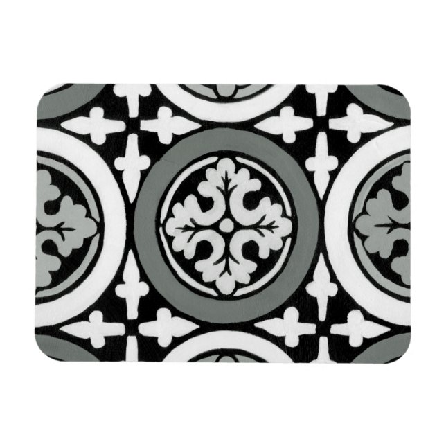 Dekoratives Renaissance Rosette Tile Design Magnet (Horizontal)
