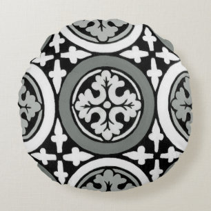 Dekoratives Renaissance Rosette Tile Design Rundes Kissen