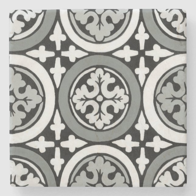 Dekoratives Renaissance Rosette Tile Design Steinuntersetzer (Vorderseite)