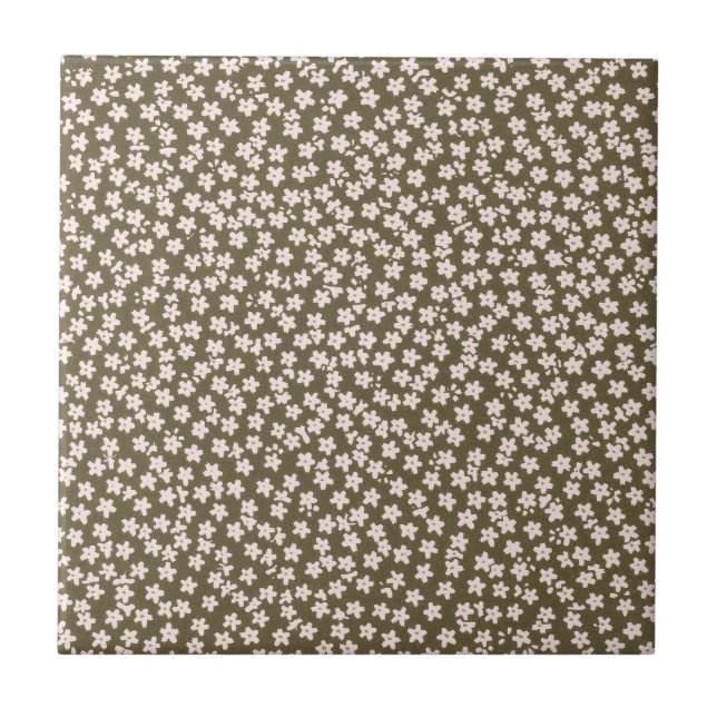 Dekoratives Retro-japanisches Blumenmuster Fliese (Vorderseite)