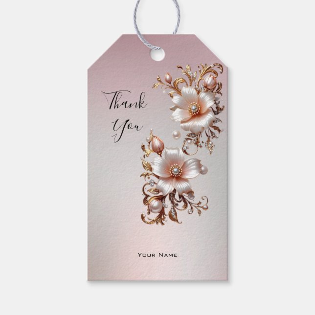 Dekoratives rosa Blumen-Geschenk-Anhänger Geschenkanhänger (Vorderseite)