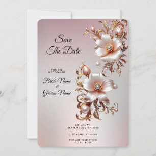 Dekoratives rosa florales Save The Date