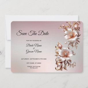 Dekoratives rosa florales Save The Date