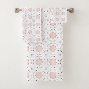 Dekoratives rosa geometrisches Mandala-Muster Badhandtuch Set