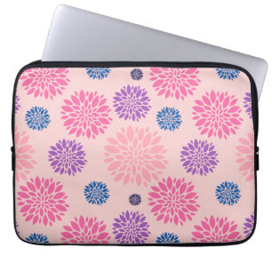 Dekoratives rosa lila und blaues Blumenmuster Laptopschutzhülle