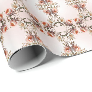 Dekoratives rosa und weißes Blumen-Geschenkpapier Geschenkpapier