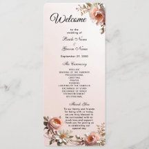 Dekoratives rosa und weißes Blumen Hochzeitsprogra