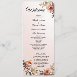 Dekoratives rosa und weißes Blumen Hochzeitsprogra Programm