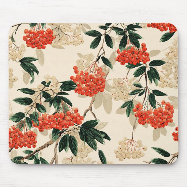 Dekoratives Rot-Weiß-Berry-Muster Mousepad (Vorne)
