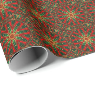 Dekoratives rotes grünes festliches Geschenkpapier