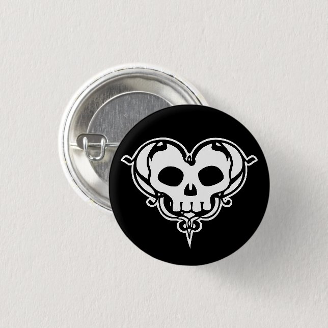 Dekoratives Schädelherz Button (Vorne & Hinten)