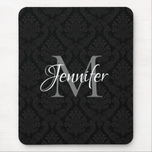 Dekoratives Schwarz-Grau und Weiß-Monogramm Mousepad