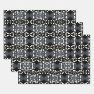 Dekoratives Schwarz-Weiß-Muster Geschenkpapier Set