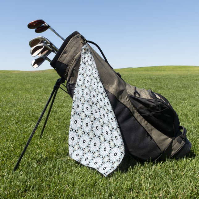 Dekoratives Schwarz-Weiß-Muster rund  Golfhandtuch (Gras)