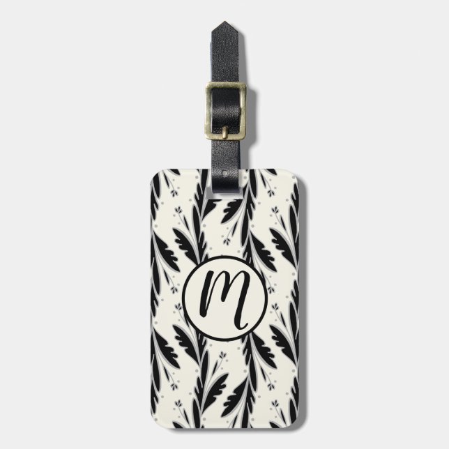 Dekoratives Schwarzes Weinmuster Gepäckanhänger (Vorderseite vertikal)