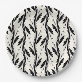 Dekoratives Schwarzes Weinmuster Pappteller