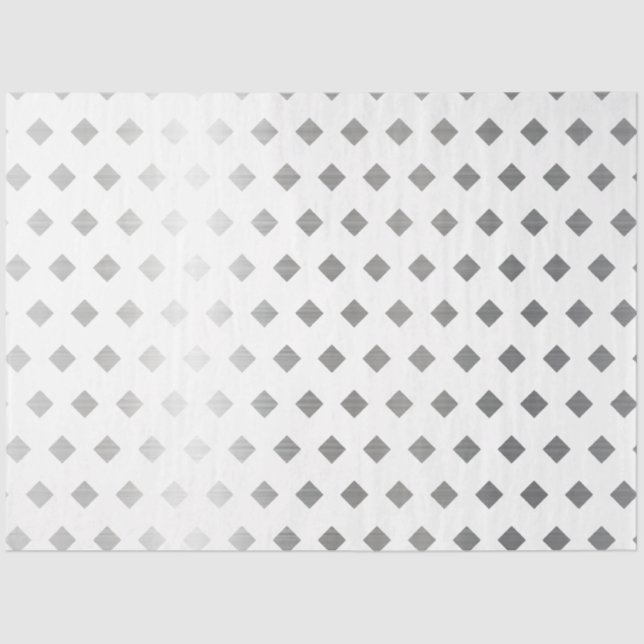 Dekoratives Silbergrau-weißes Diamantmuster Seidenpapier (Vorderseite)