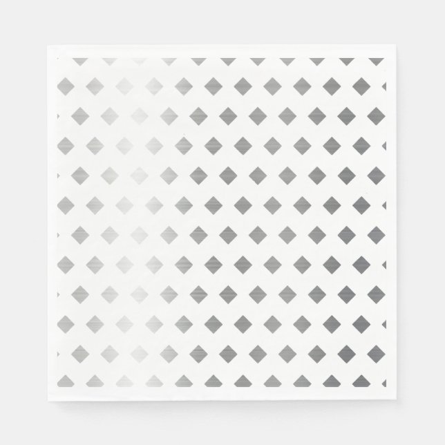 Dekoratives Silbergrau-weißes Diamantmuster Serviette (Vorderseite)